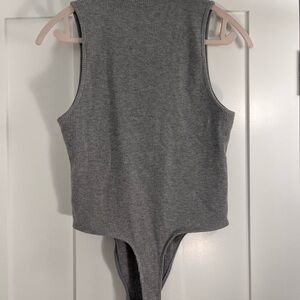 Gray Ribbed Bodysuit